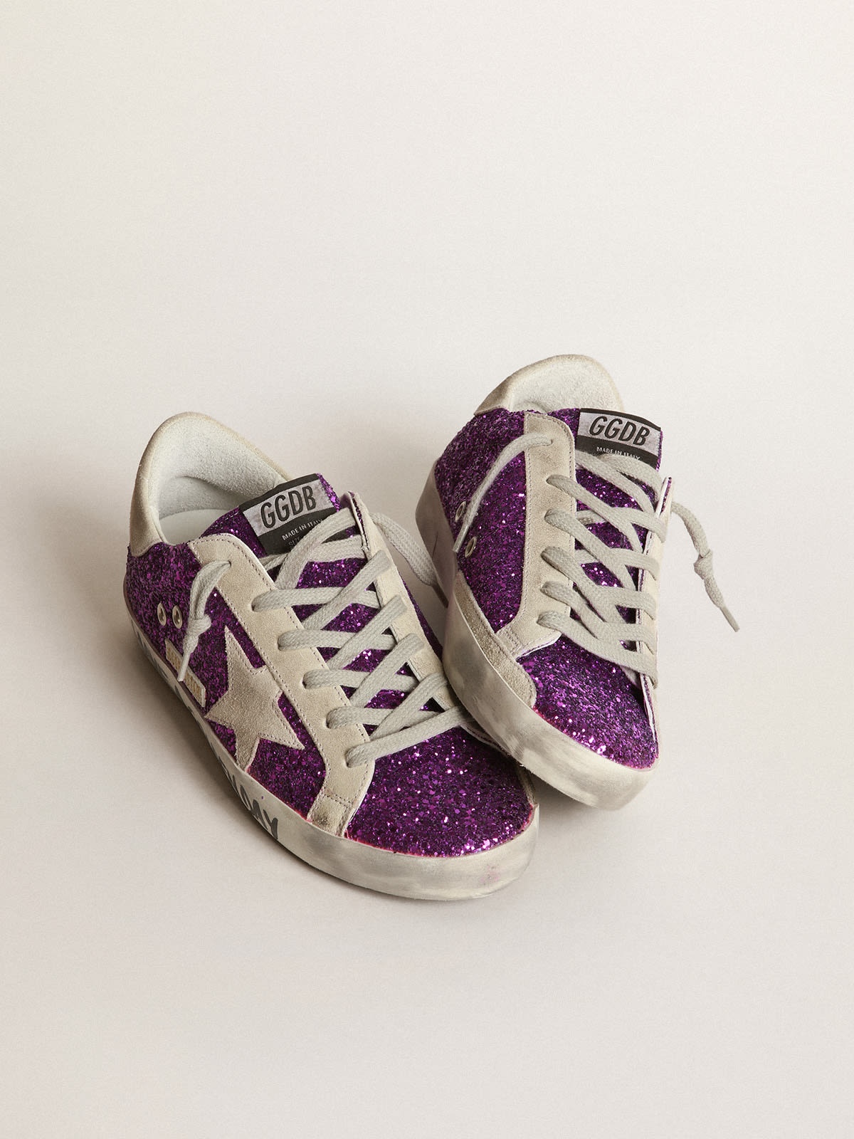 Golden goose fashion purple glitter