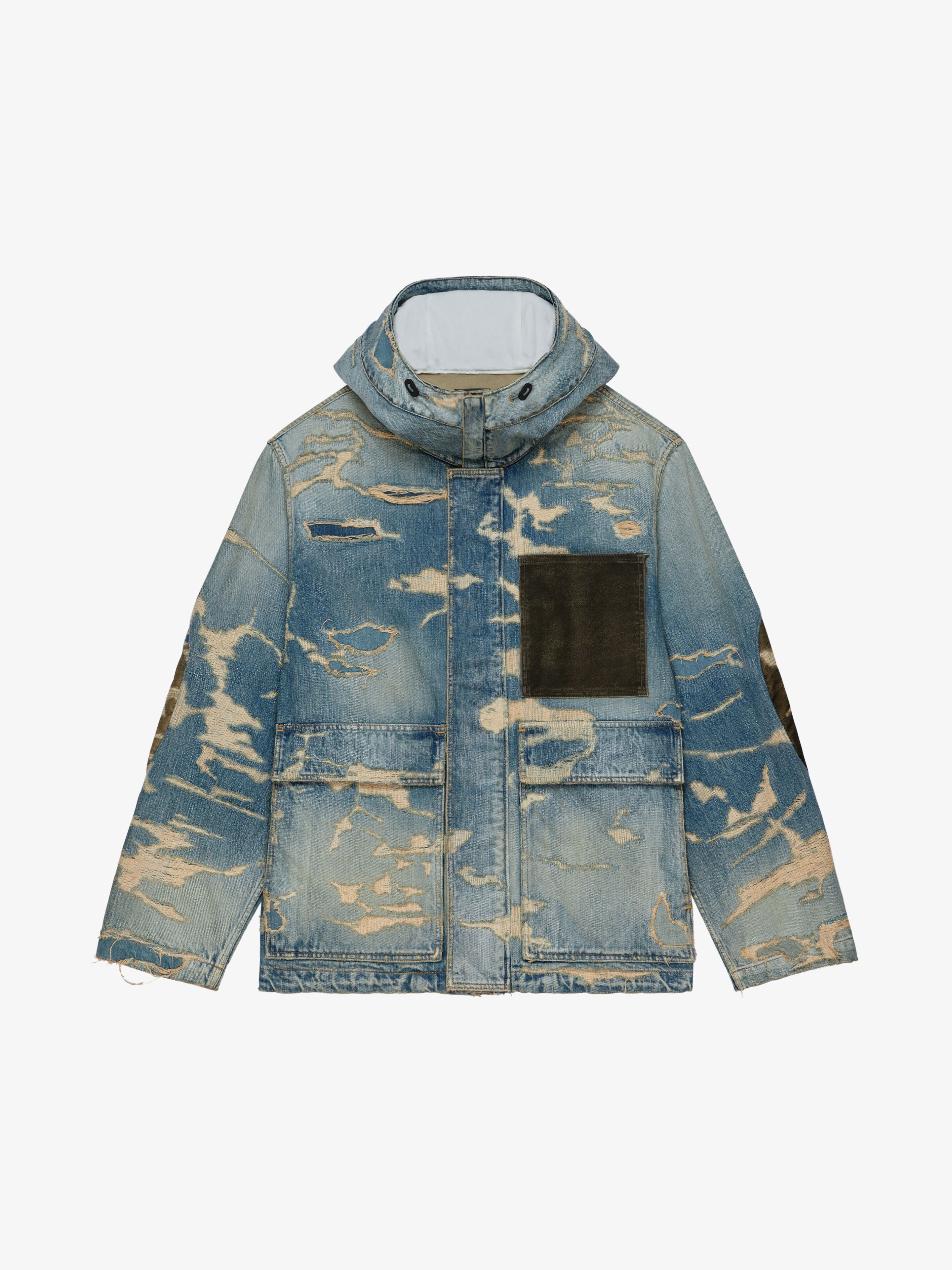 パーカー・フーディ *GIVENCHY* Option Additional Amount Destroyed Melton Hood Fa Givenchy HOODED JACKET IN DESTROYED DENIM AND MOLESKIN