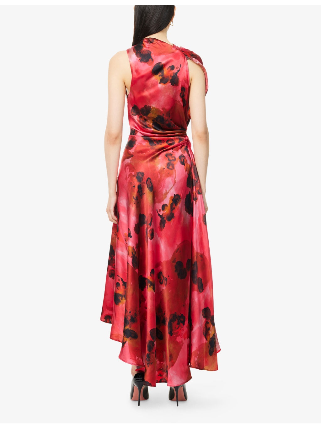 Draped Sleeveless Silk Midi Dress - 4