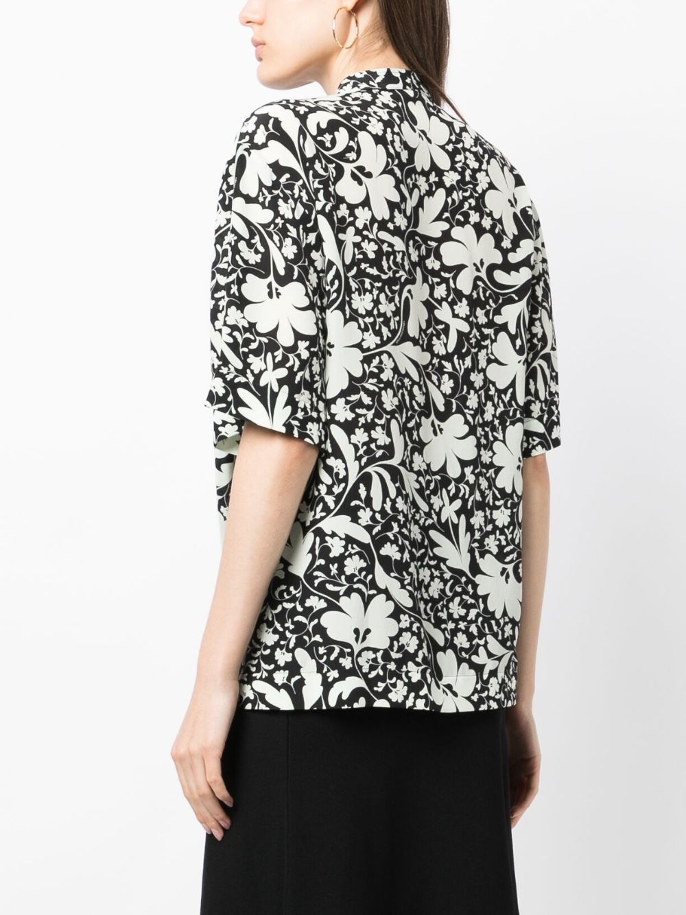 floral-print silk blouse - 4