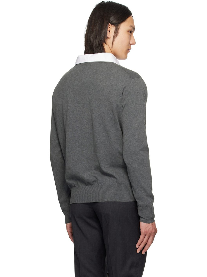 Gray Argyle Round Neck Sweater 3