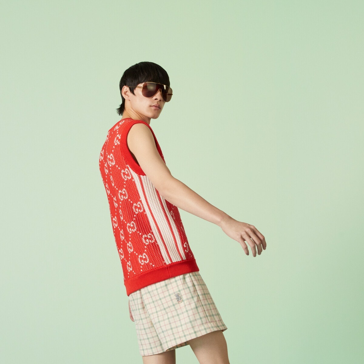 GG knit cotton jacquard vest - 6
