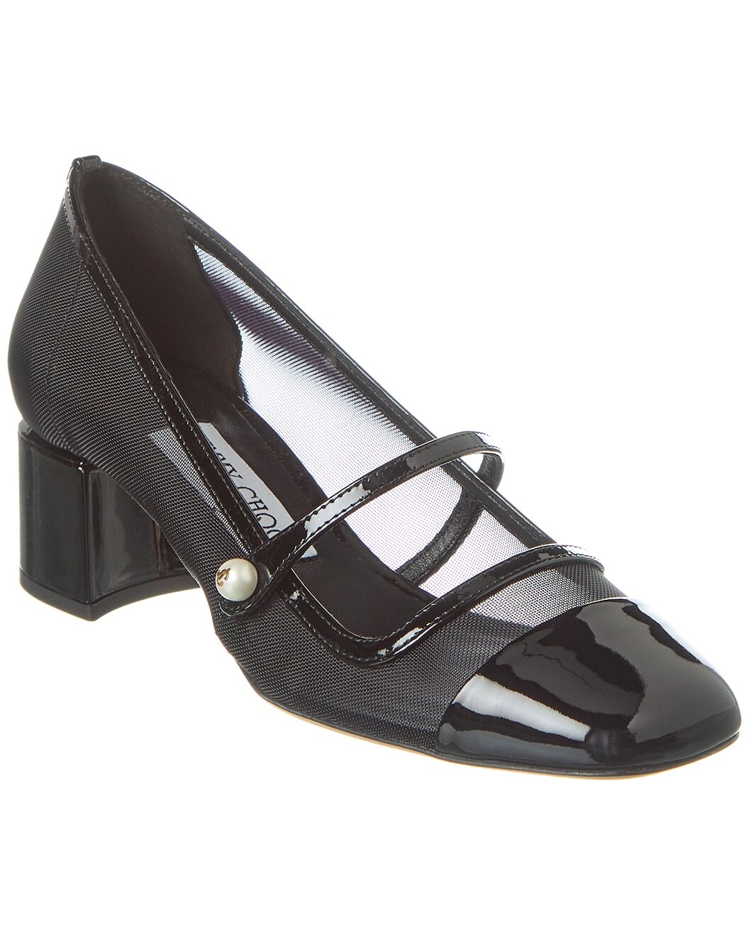 Jimmy Choo Elisa 45 Patent & Mesh Pump - 1