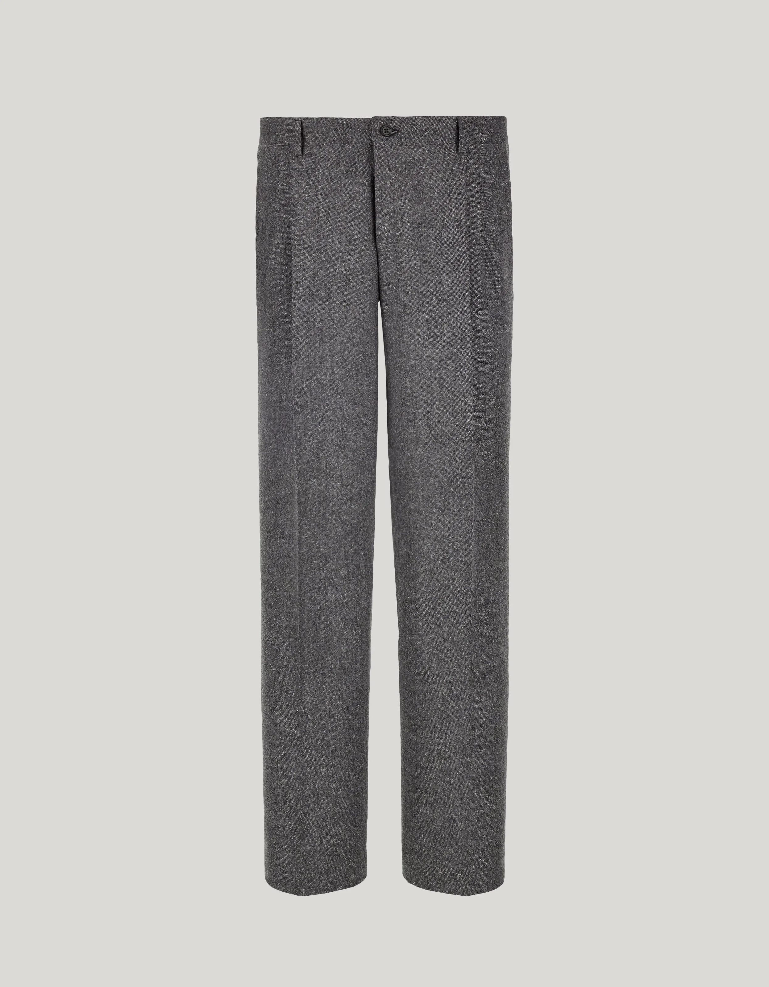 GRAY AND WHITE RELAXED FIT STRETCH WOOL BLEND PANTS - 1