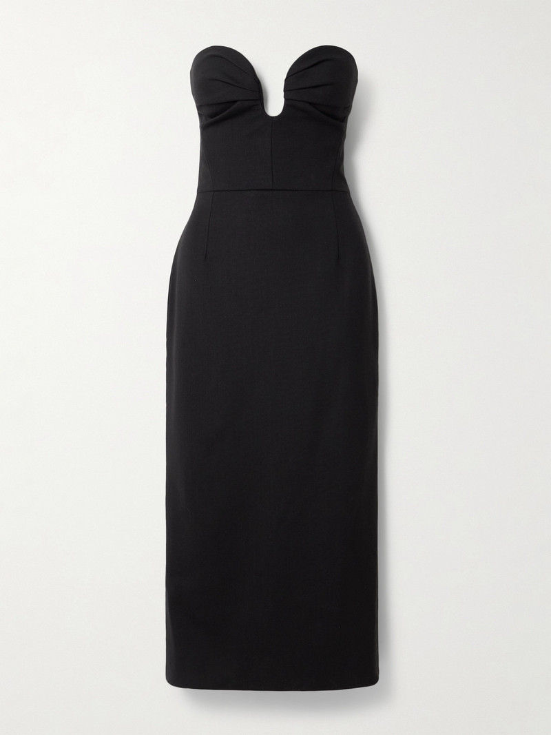 Strapless Ruched Wool-blend Midi Dress 1
