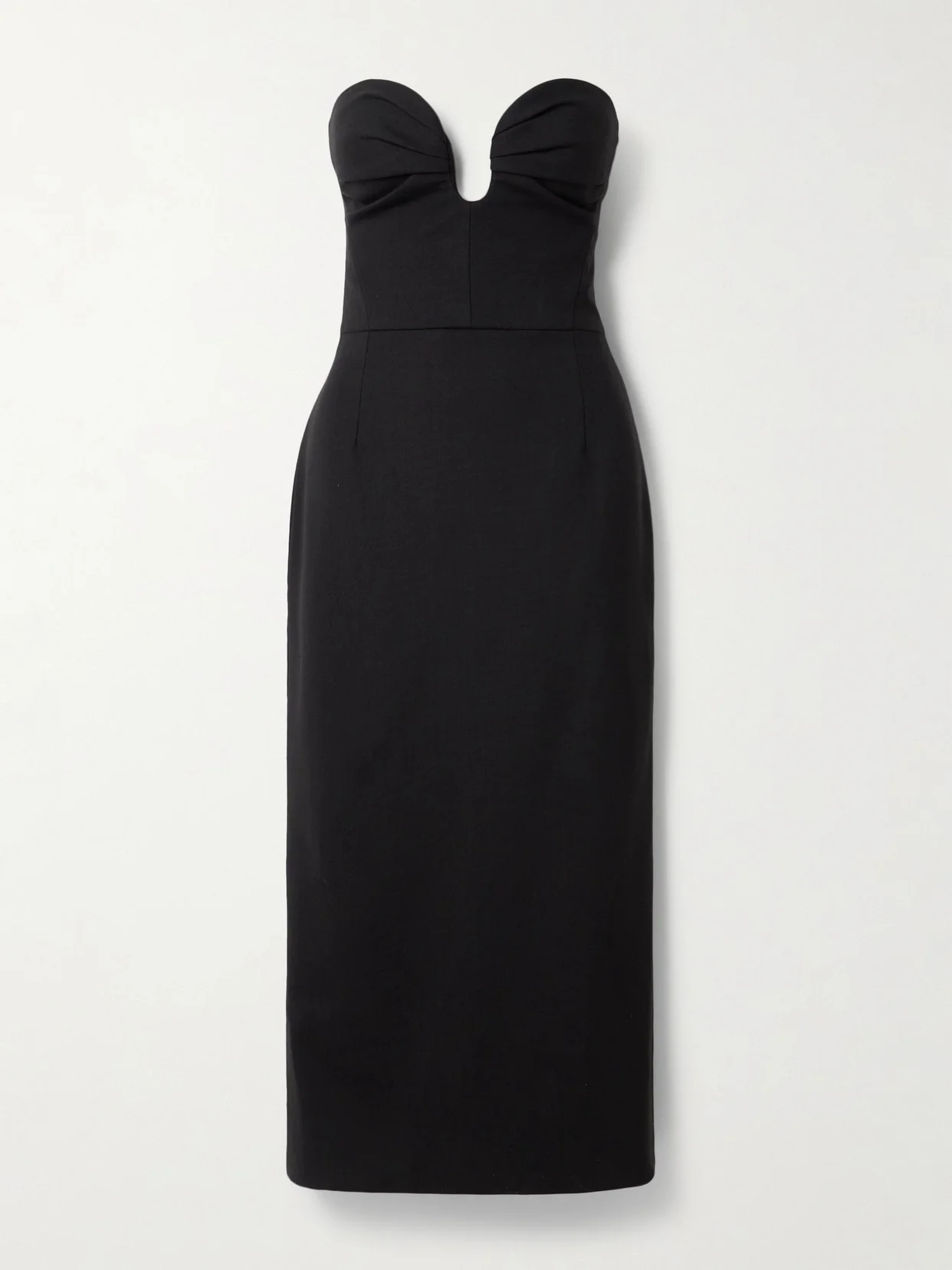 Strapless Ruched Wool-blend Midi Dress - 1