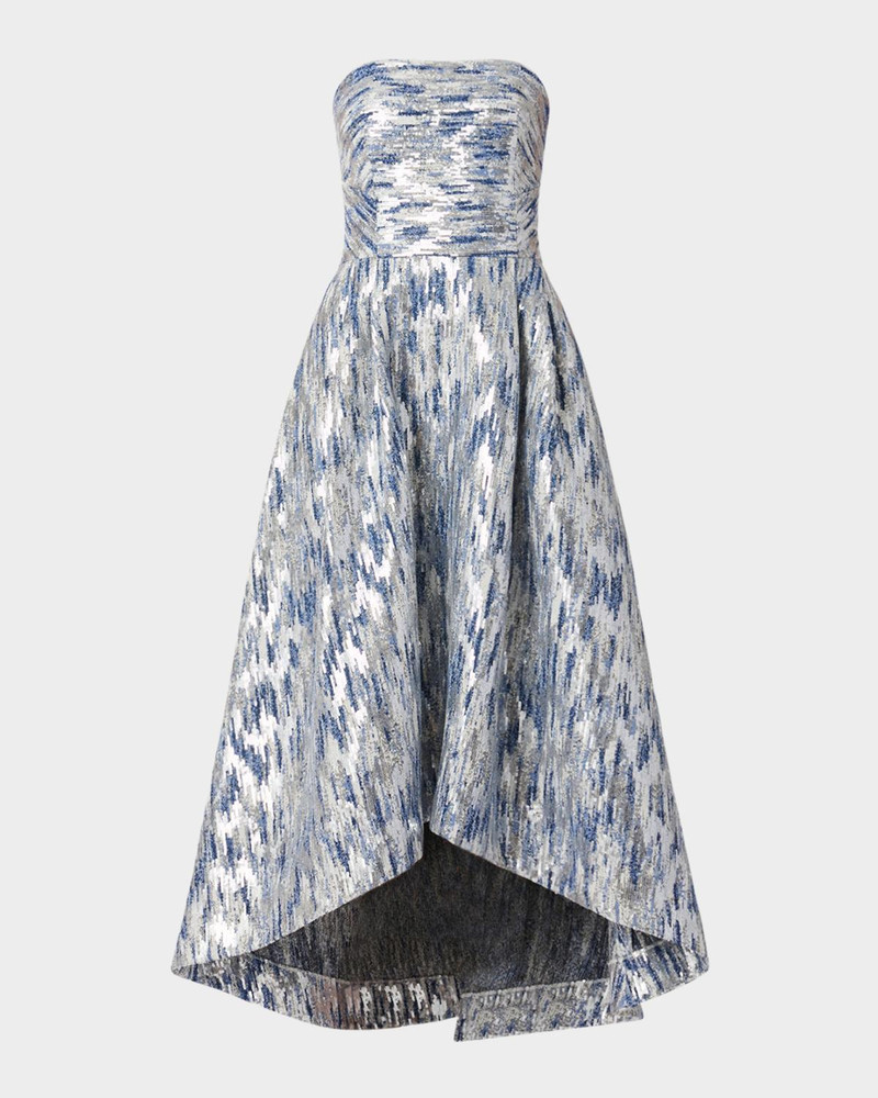 Dia Strapless Sequin Jacquard High-Low Gown 1