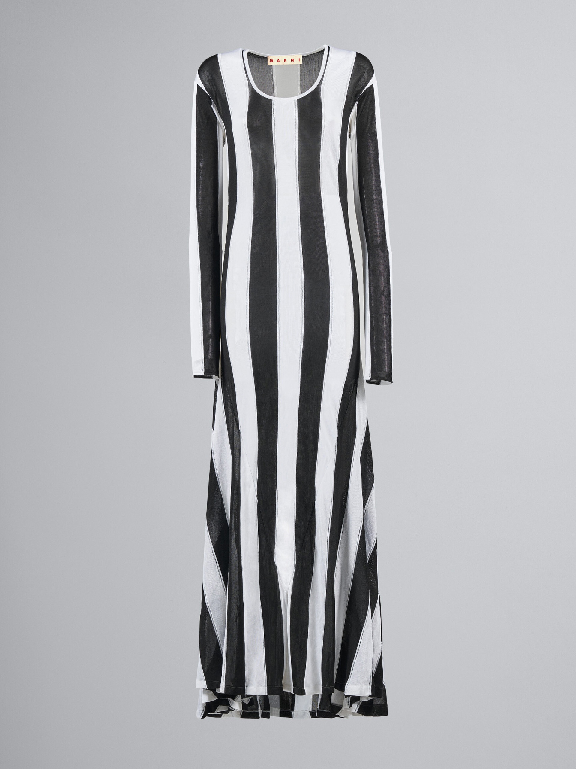 STRIPED KNIT VISCOSE LONG DRESS - 1