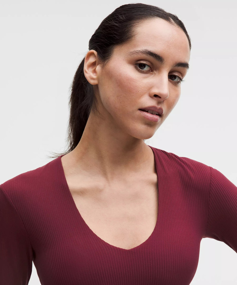 All It Takes Ribbed Nulu V-Neck Long-Sleeve Shirt *B-D Cups 4