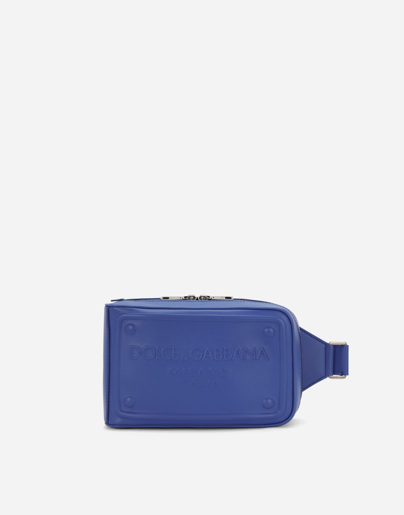 Calfskin belt bag with raised logo 1