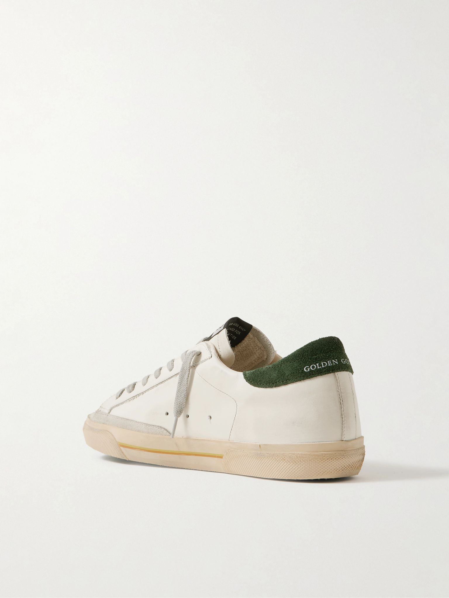 Superstar Suede-Trimmed Distressed Leather Sneakers White - 4