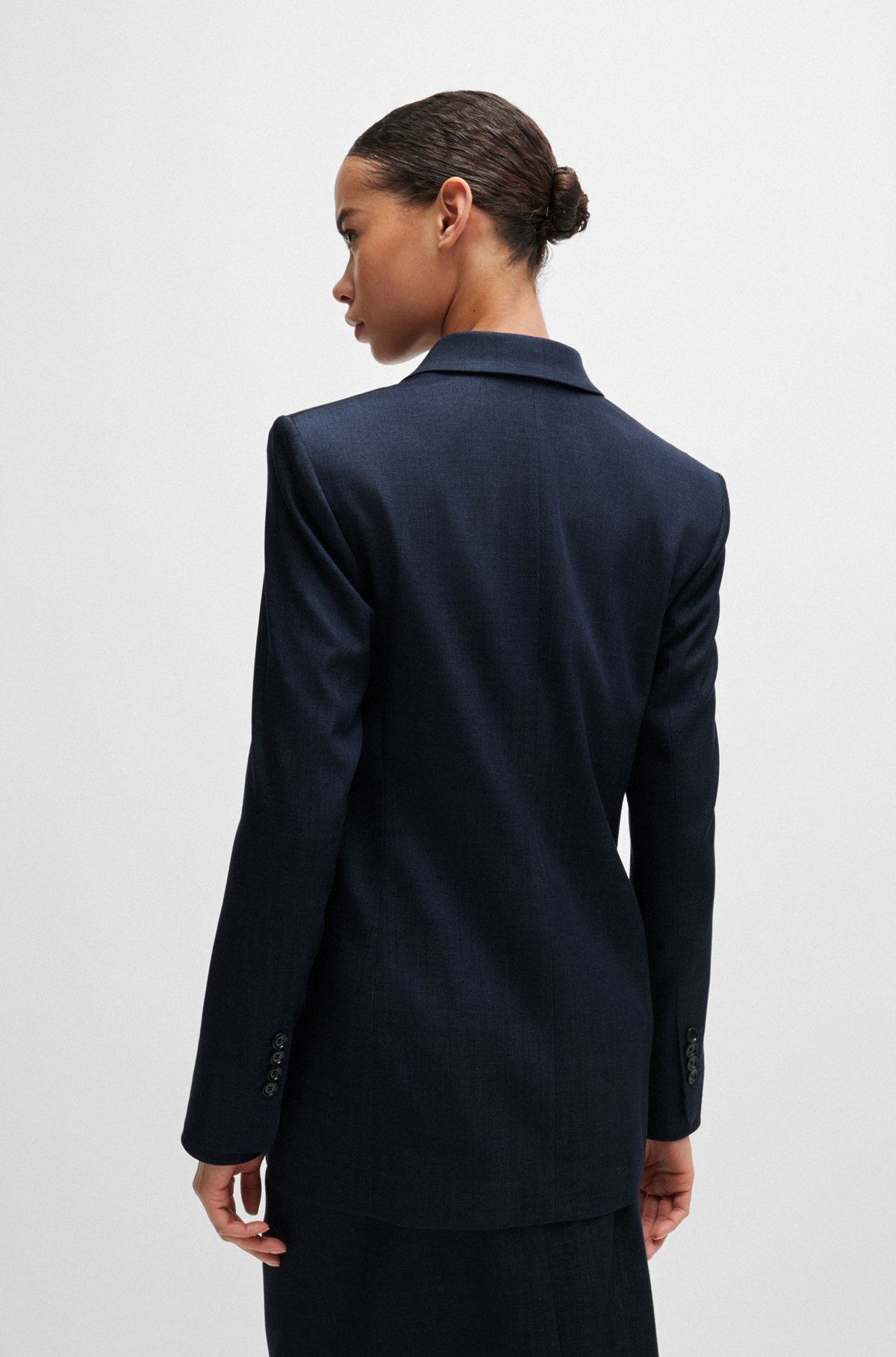 REGULAR-FIT LONG-LENGTH JACKET IN DENIM-EFFECT TWILL - 4