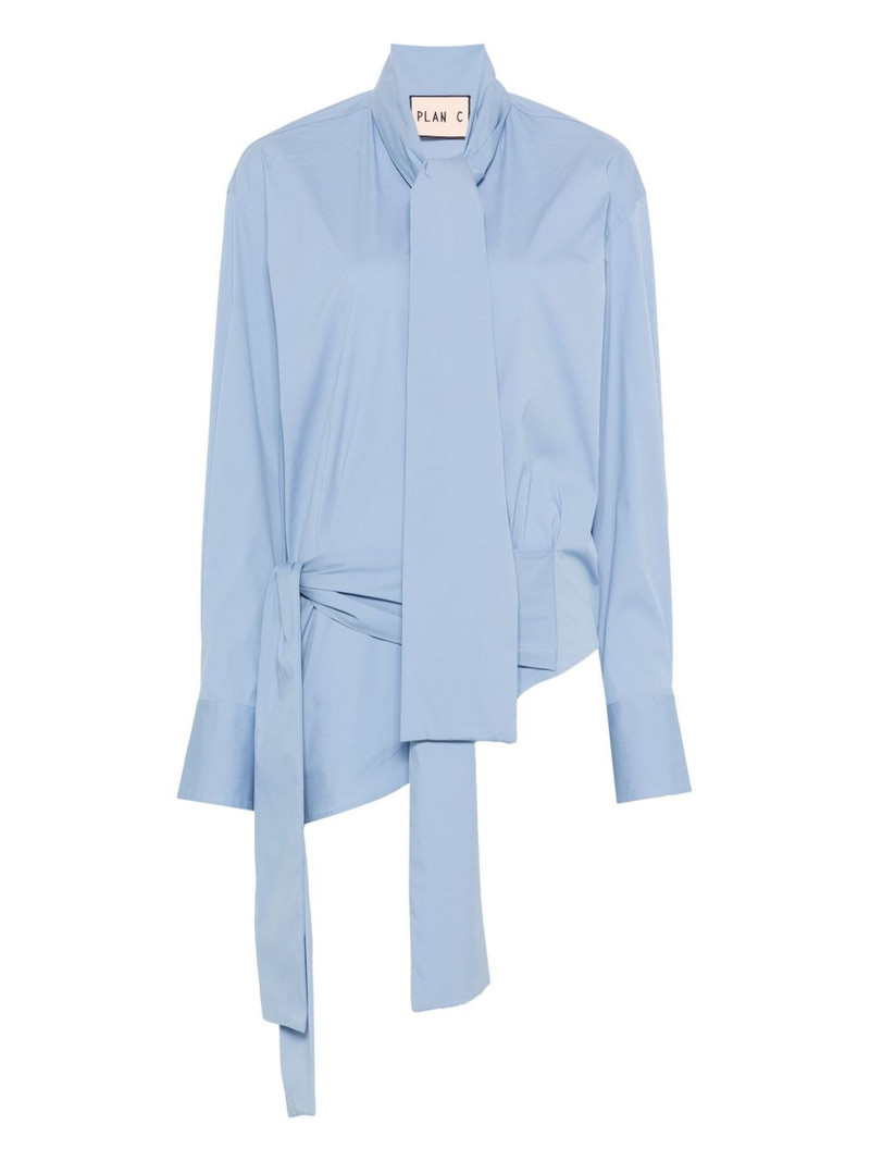 tie-neck wrap silk shirt 1