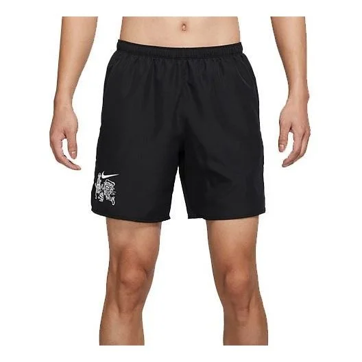 Nike Solid Color Cartoon Pattern Printing Quick Dry Running Training Shorts Black DO0772-010 - 1
