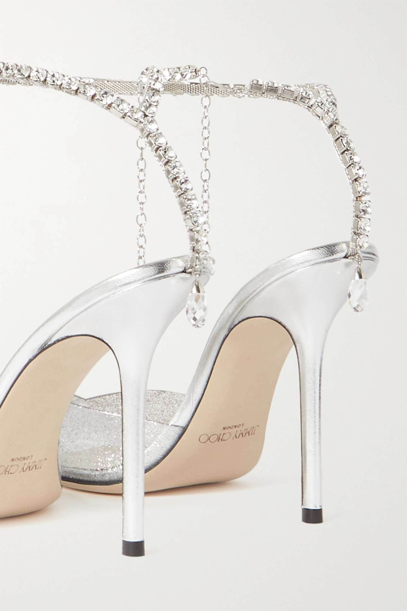Saeda 100 crystal-embellished glittered PVC and metallic leather pumps - 4
