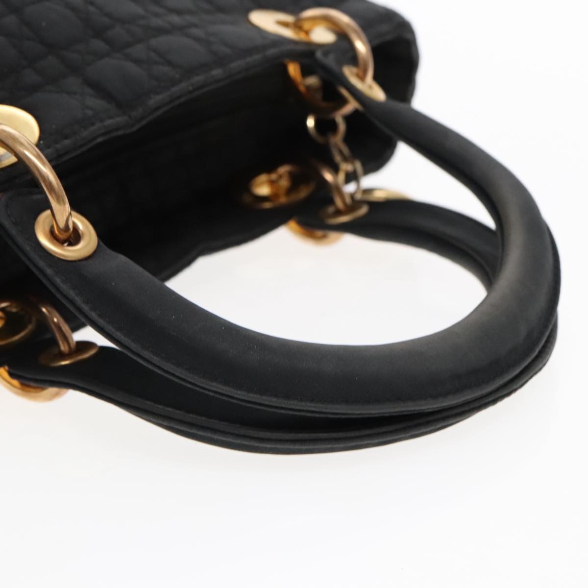 DIOR Lady DIOR Canage Hand Bag Nylon Black Gold - 7
