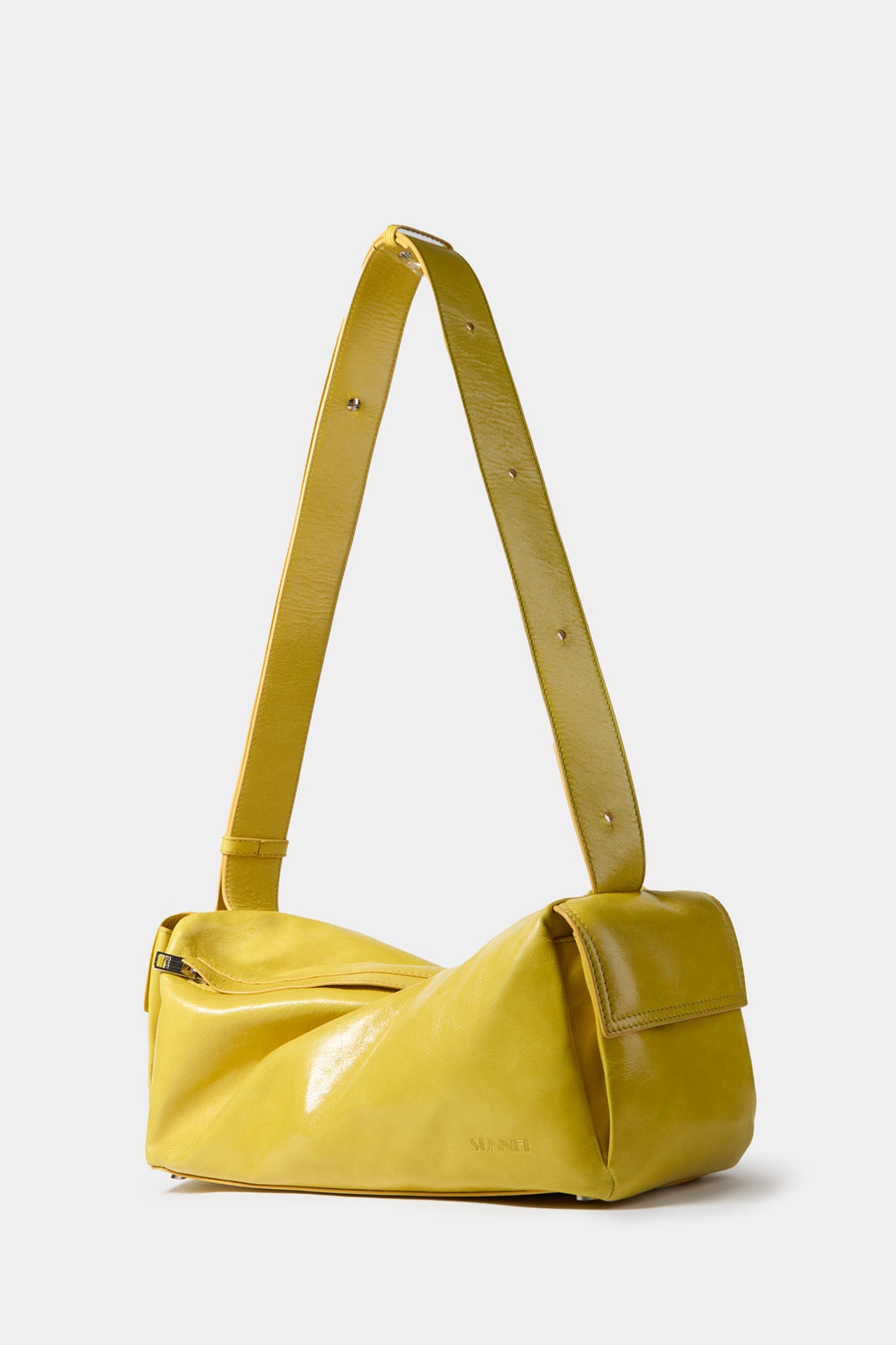★SUNNEI★ Lavaureto Twisted Strap Shoulder Bag Yellow MACCX SUNNEI X ELEONORA BONUCCI - LABAULETTO HAMMERED LEATHER BAG