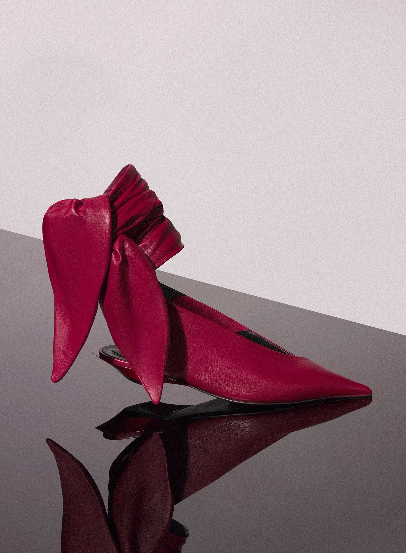 red leather knot fang flat mules - 1