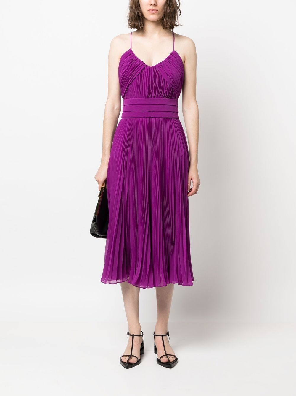 pleated belted midi dress - 2