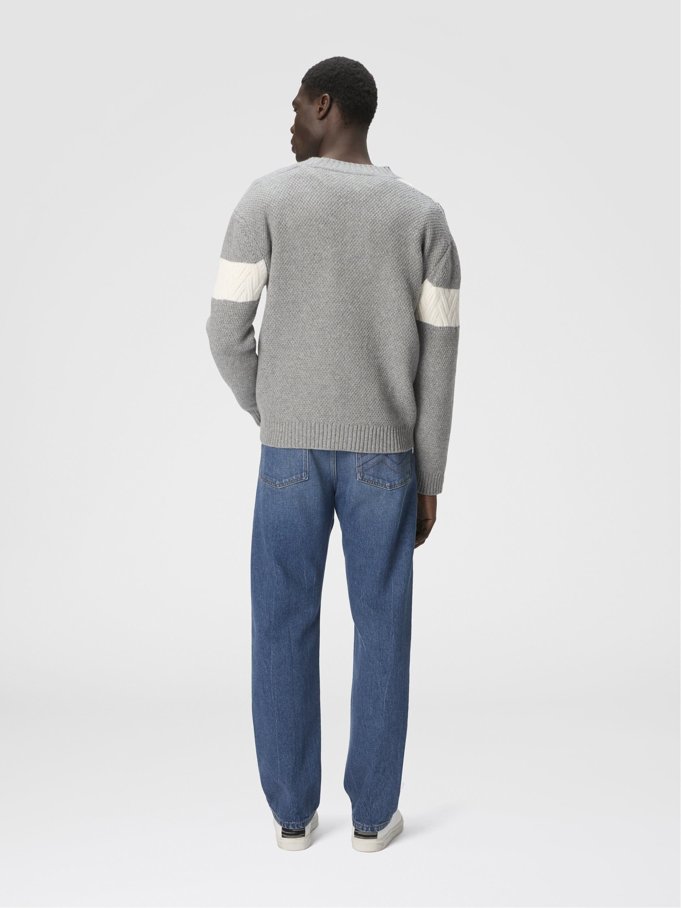 Missoni The Cardigan In Pure Wool With Flame And Zigzag Inserts in Beige & Grey at Nordstrom - 3