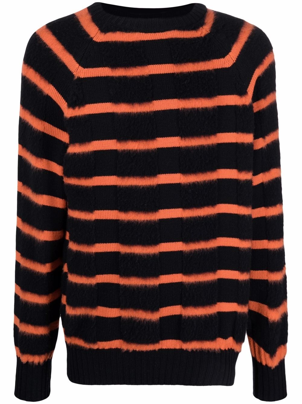 stripe-pattern virgin wool jumper - 1