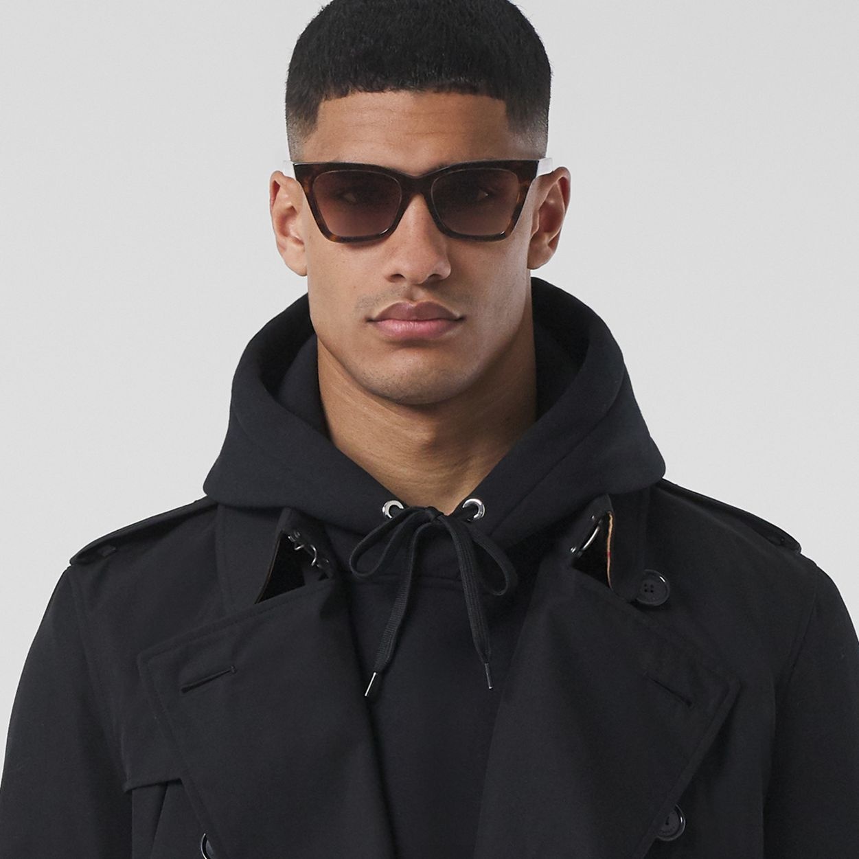 Check Detail Bio-acetate Square Frame Sunglasses - 4