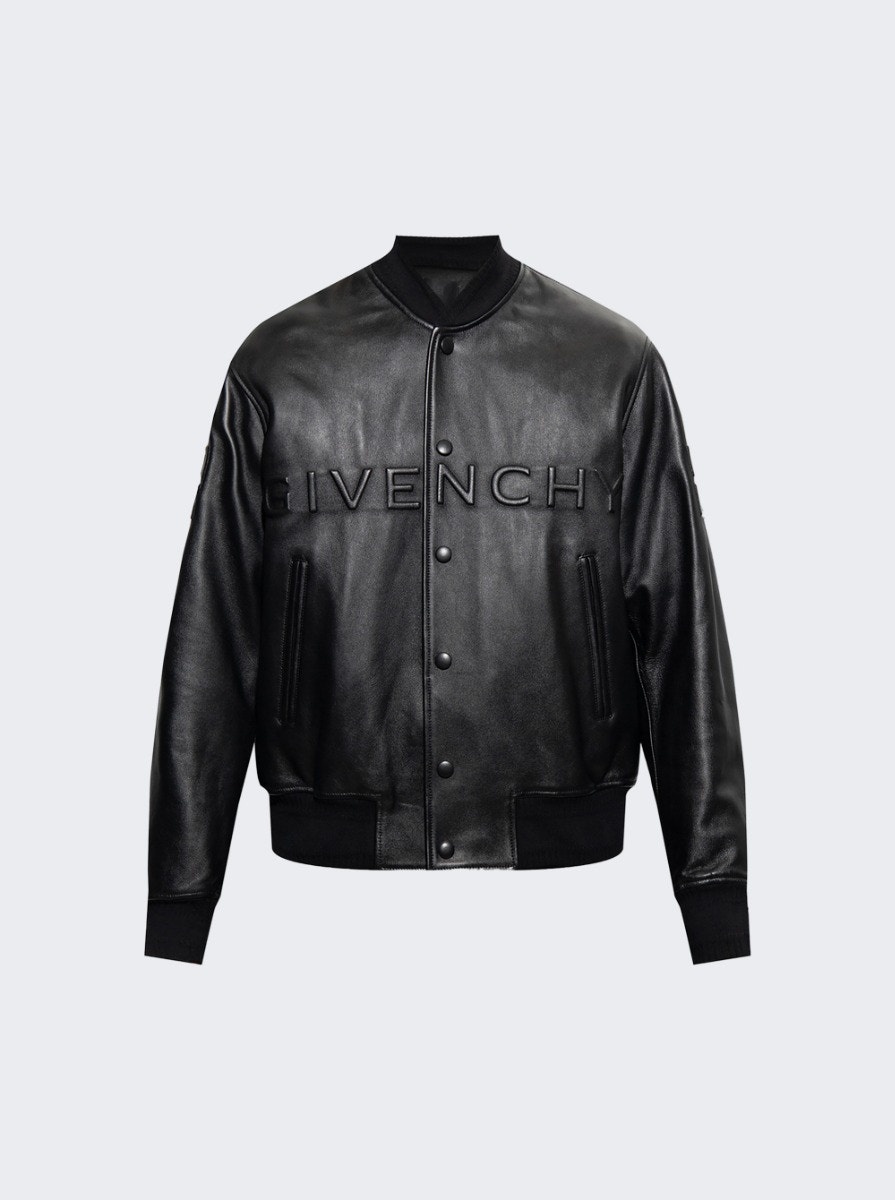 Leather Varsity Jacket Black - 1