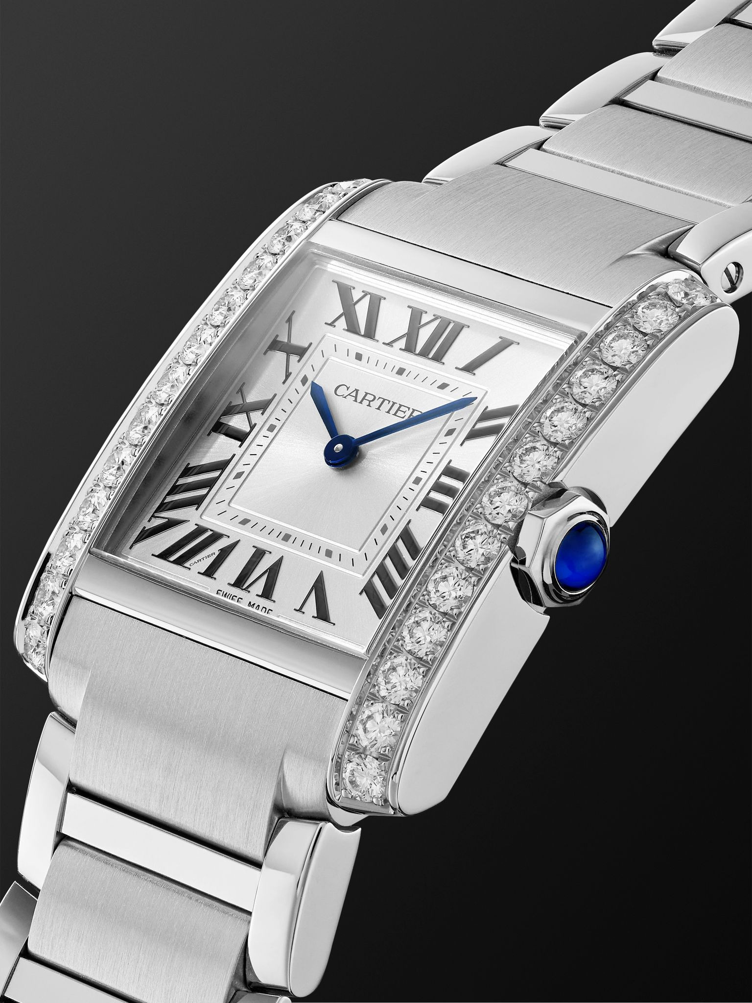 Tank Française Medium 32mm Stainless Steel Diamond Watch, Ref. No. W4TA0028 Silver - 3