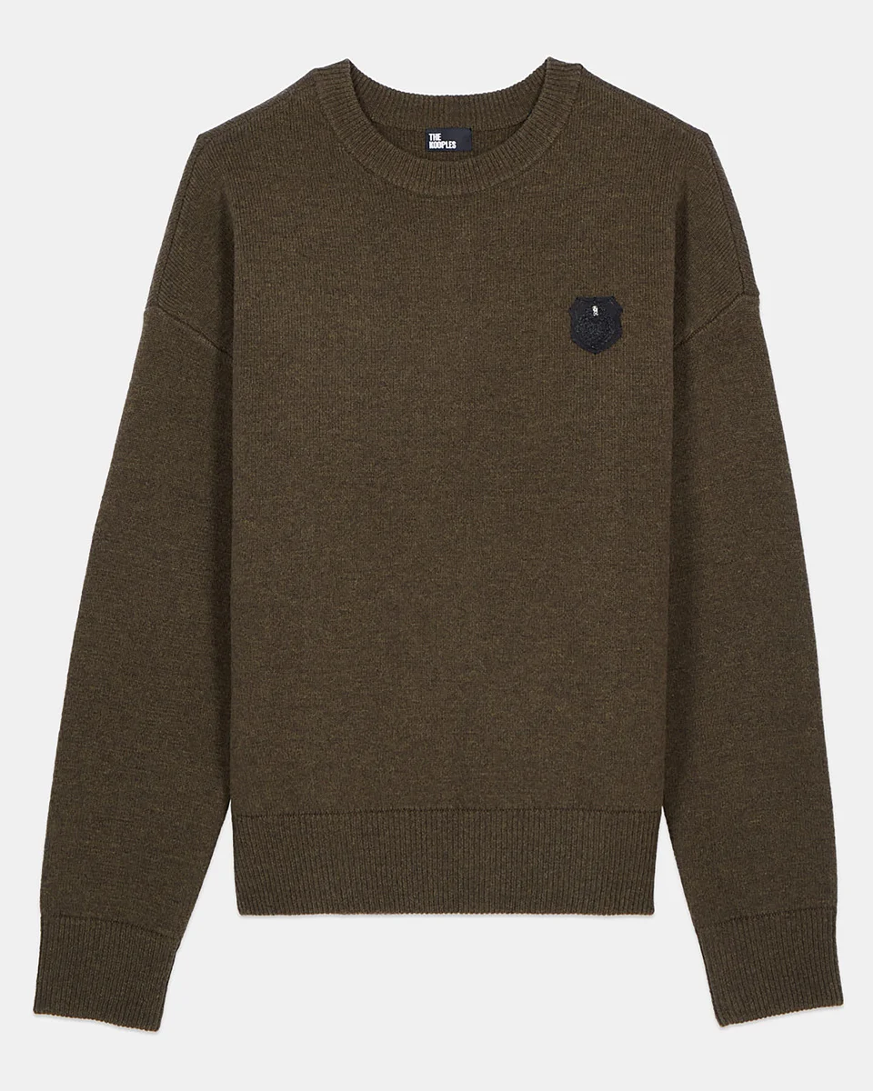 KHAKI WOOL SWEATER - 1