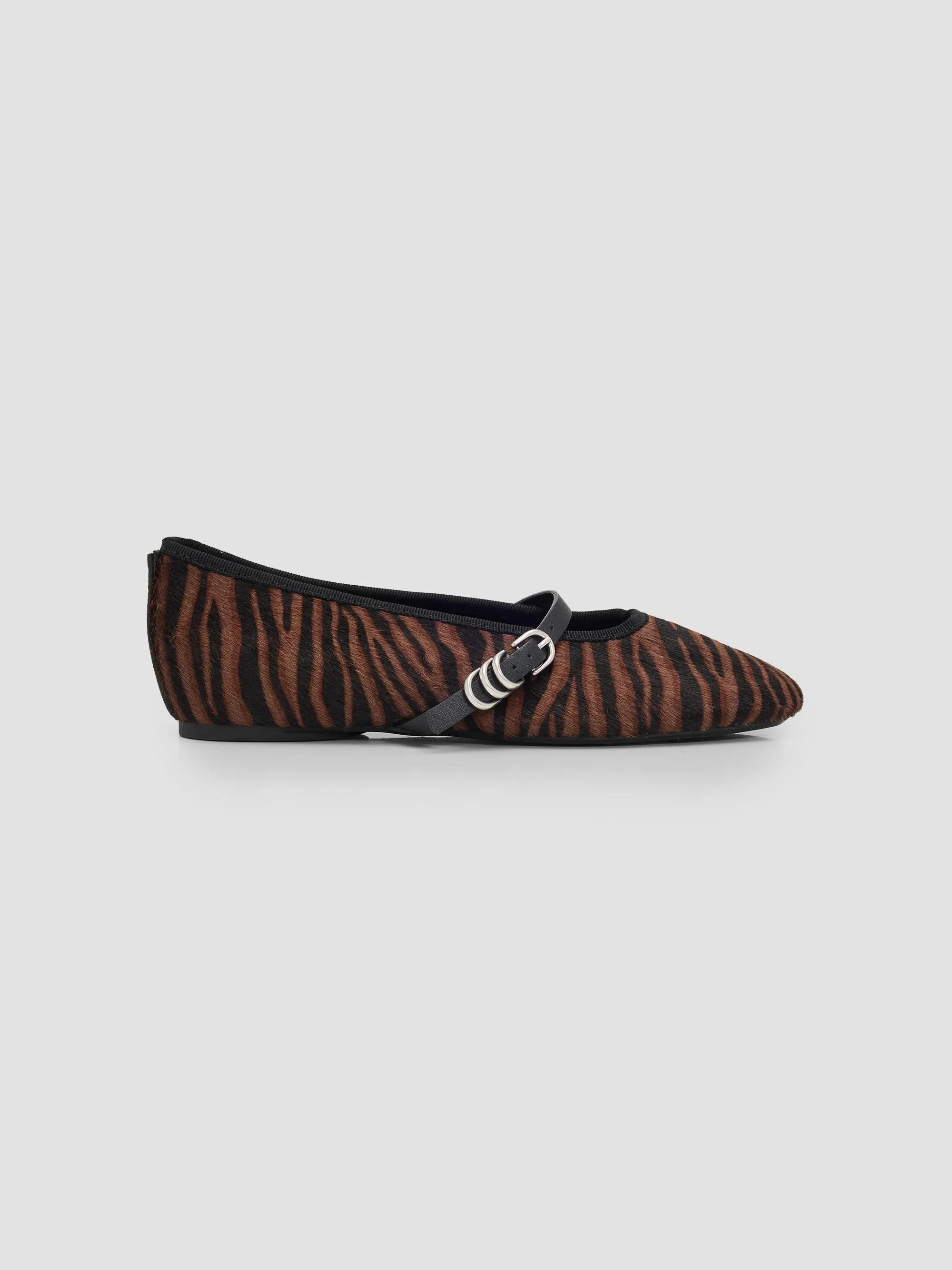 Women's Spire Zebra-Print Calf Hair Mary Janes - Coffee Zebra - 1