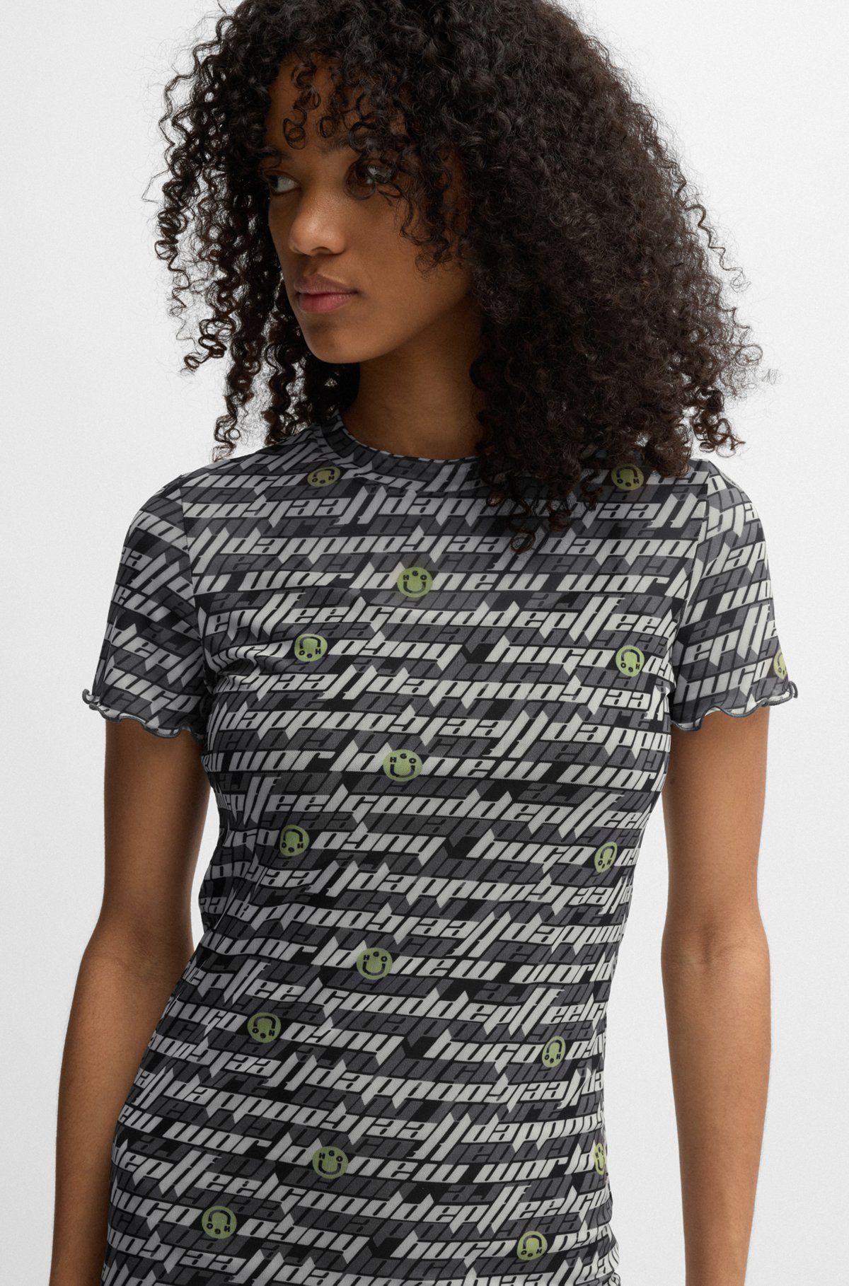 STRETCH-MESH BODYCON DRESS WITH DIGITAL PRINT - 4