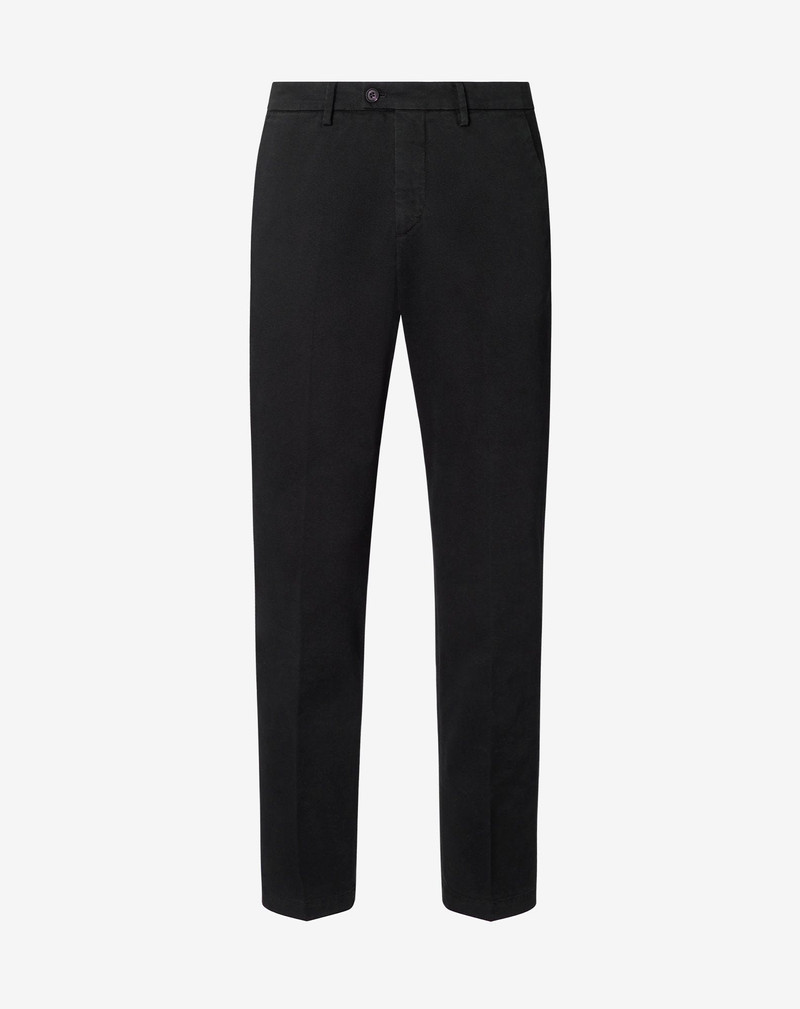 Black garment-dyed stretch cotton trousers 1