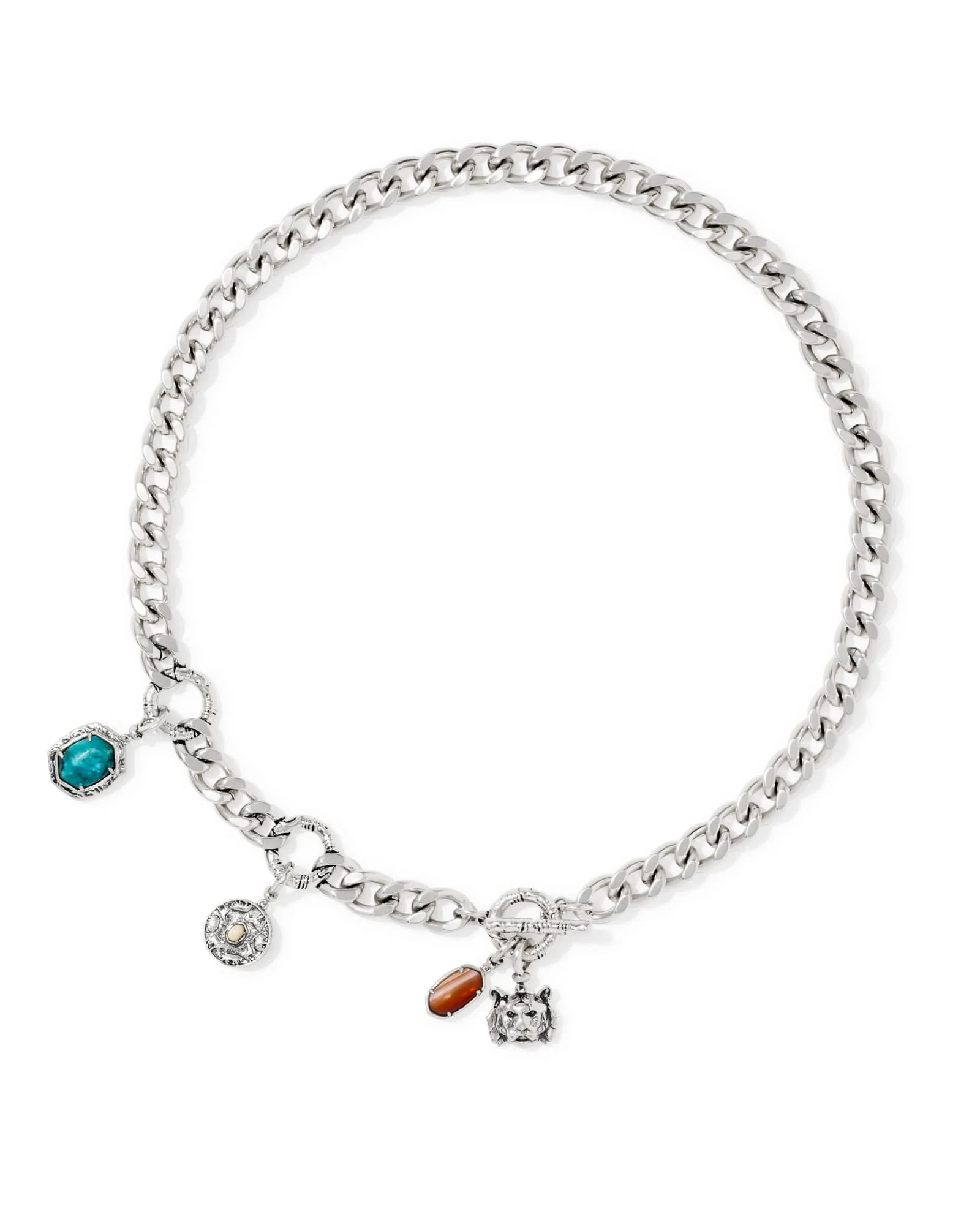 Raina Vintage Silver Charm Necklace - 1