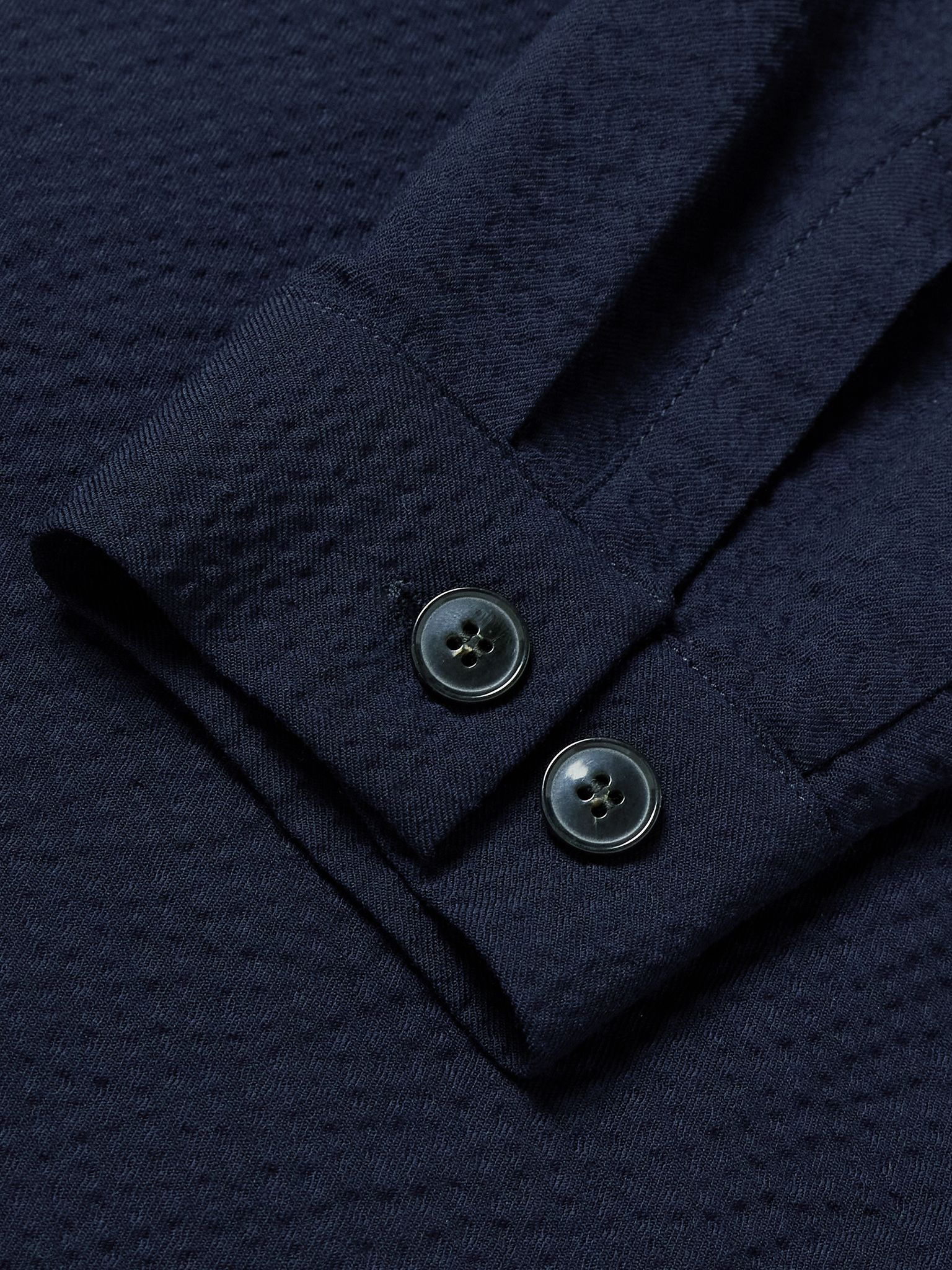 Wool-Blend Seersucker Shirt Jacket Navy - 5