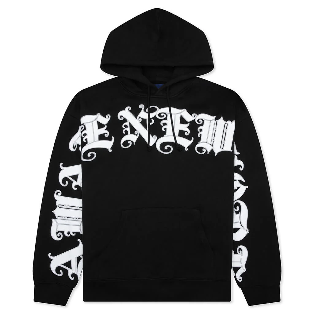 OLD ENGLISH HOODIE - BLACK - 1