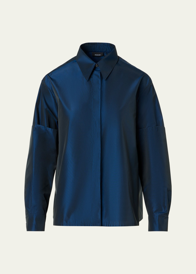AKRIS Stretch Silk Satin Button-Down Blouse outlook