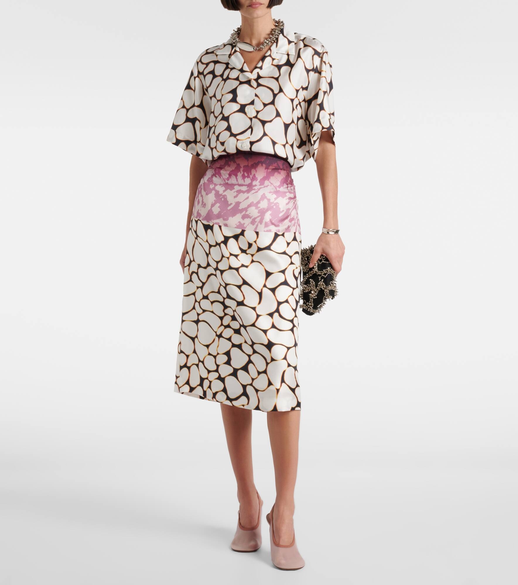Printed silk midi skirt - 2