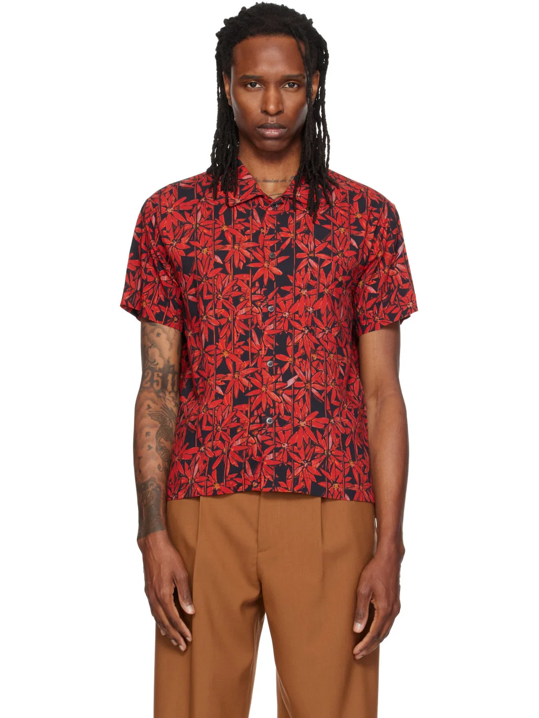 Red & Black 'Behind Bars Flowers' Shirt - 1