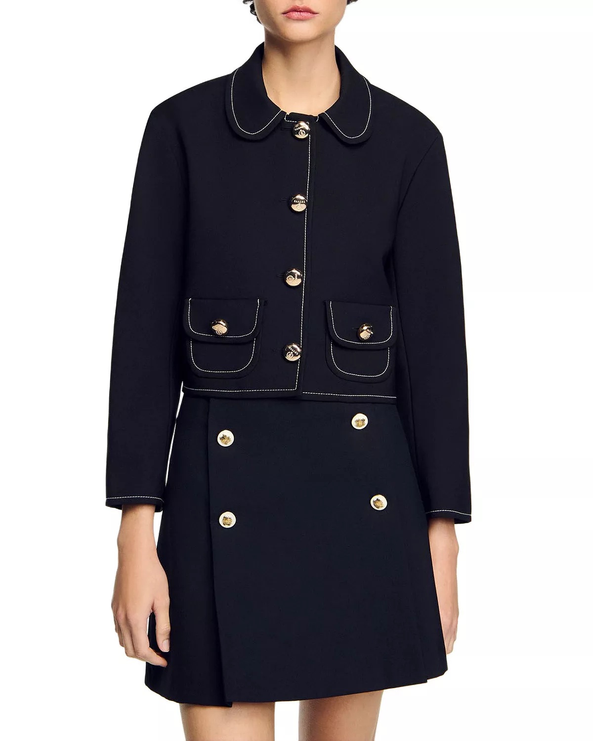 Peter Pan Collar Cropped Jacket - 1