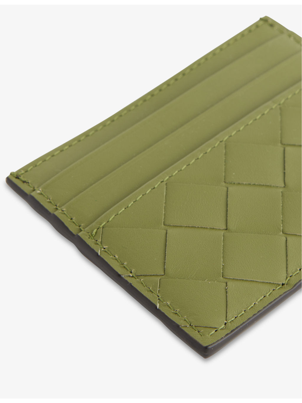 Colour-block intrecciato leather cardholder - 2