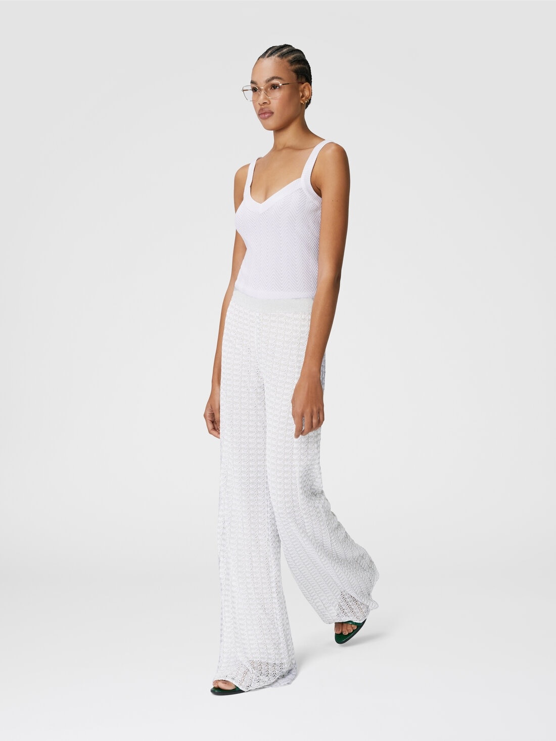 Viscose lamé lace trousers - 4