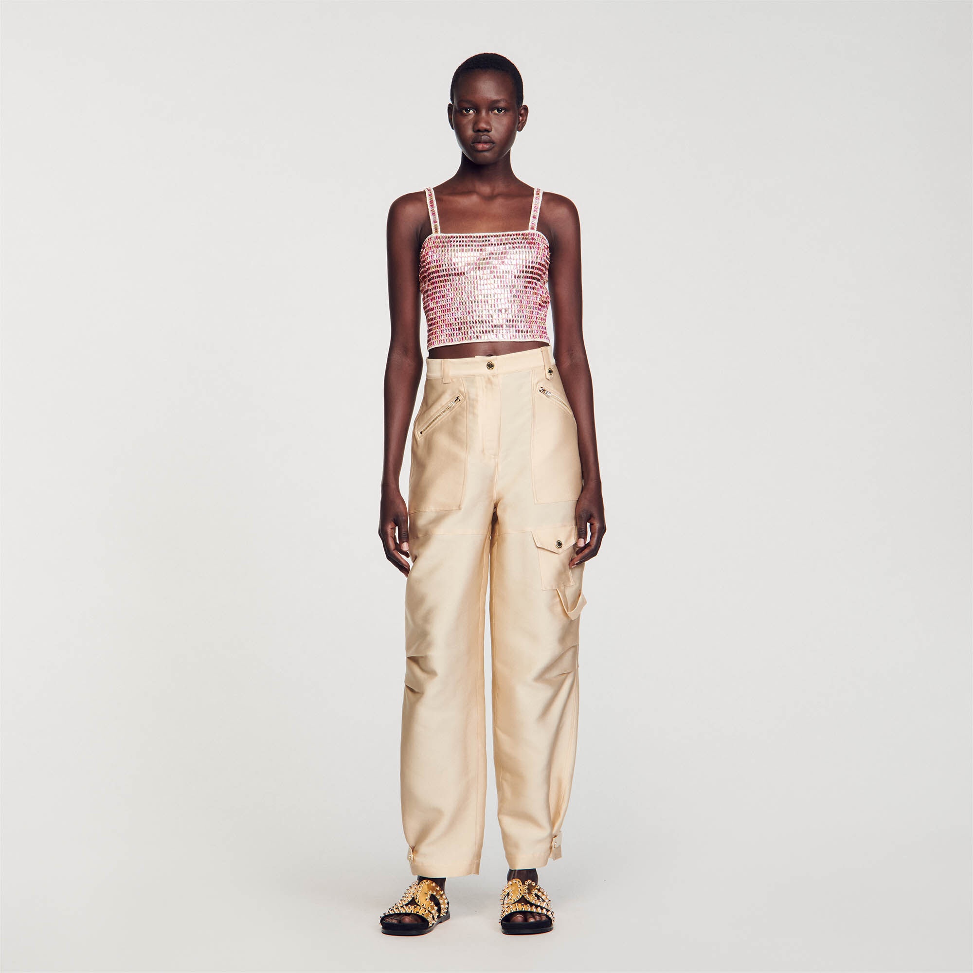 SHORT CROP TOP WITH BEADS - 3