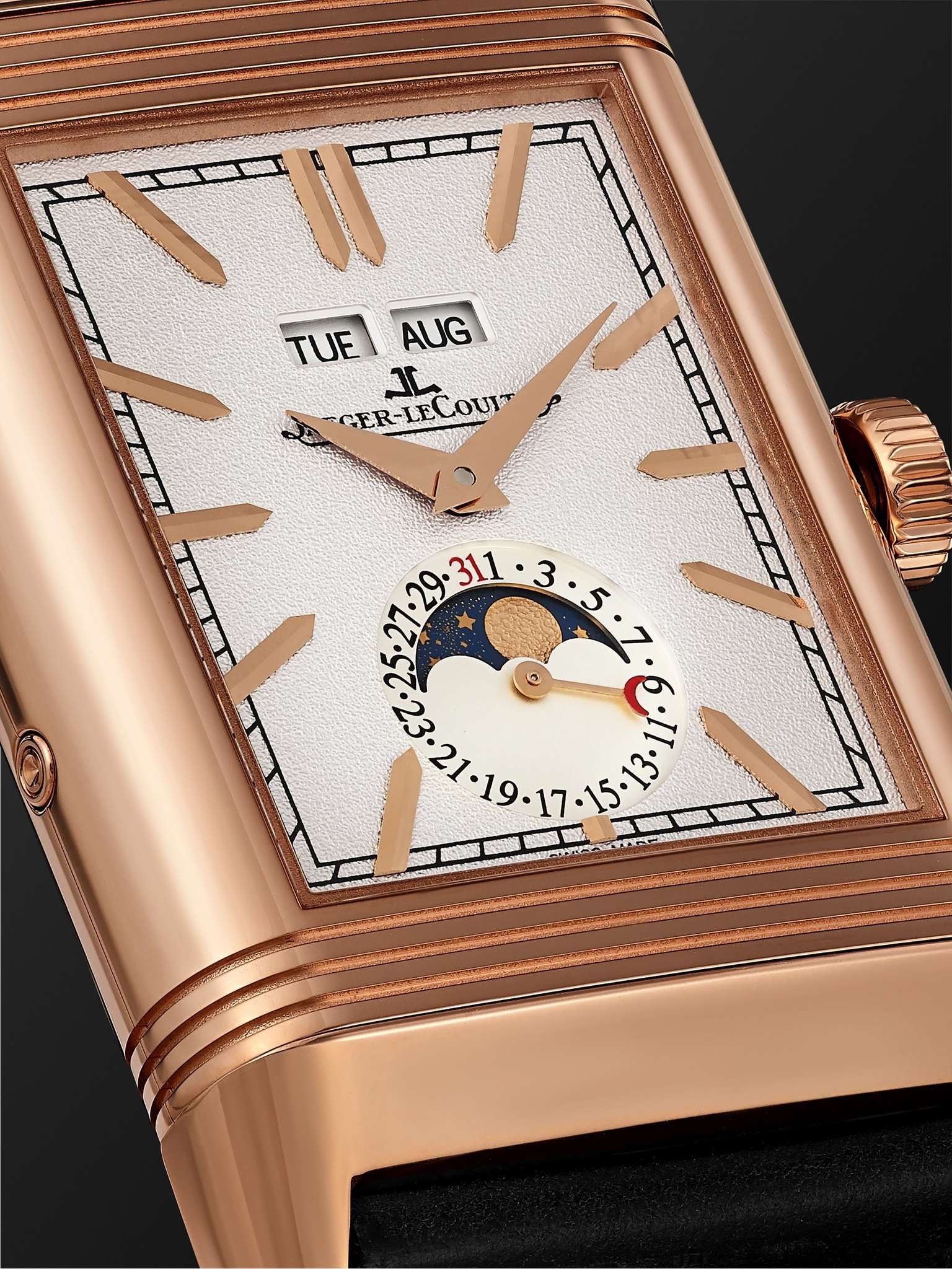 + Casa Fagliano Reverso Tribute Calendar Limited Edition Hand-Wound 29.9mm 18-Karat Rose Gold and Le - 6