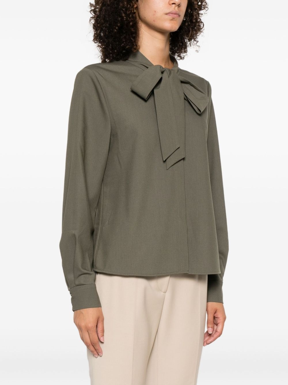 bow-neck long-sleeve blouse - 3