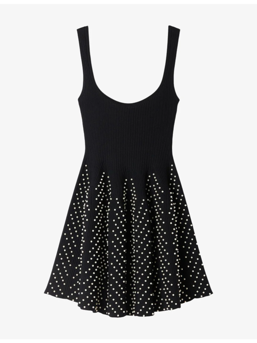 Beaded Contrast-Skirt Knitted Mini Dress - 1