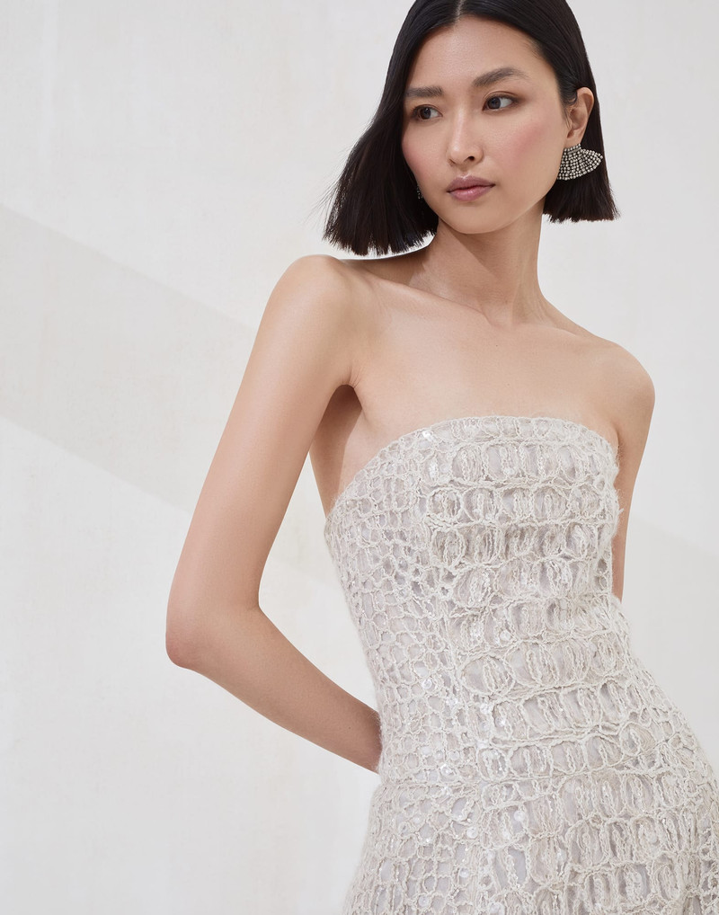 Dazzling croc embroidery dress in mohair, silk and linen 3