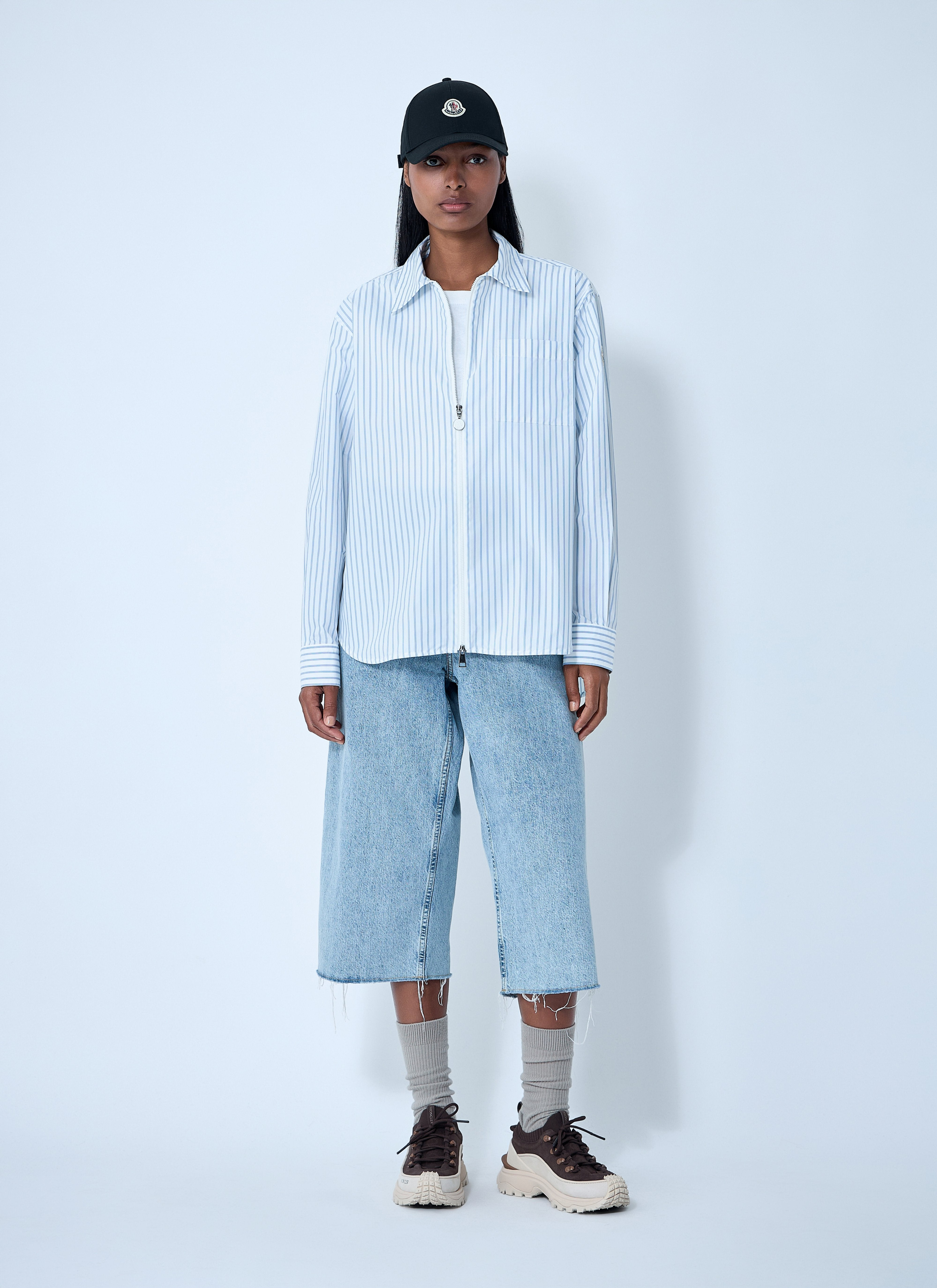 Moncler Women Striped Shirt With Logo Patch - 2