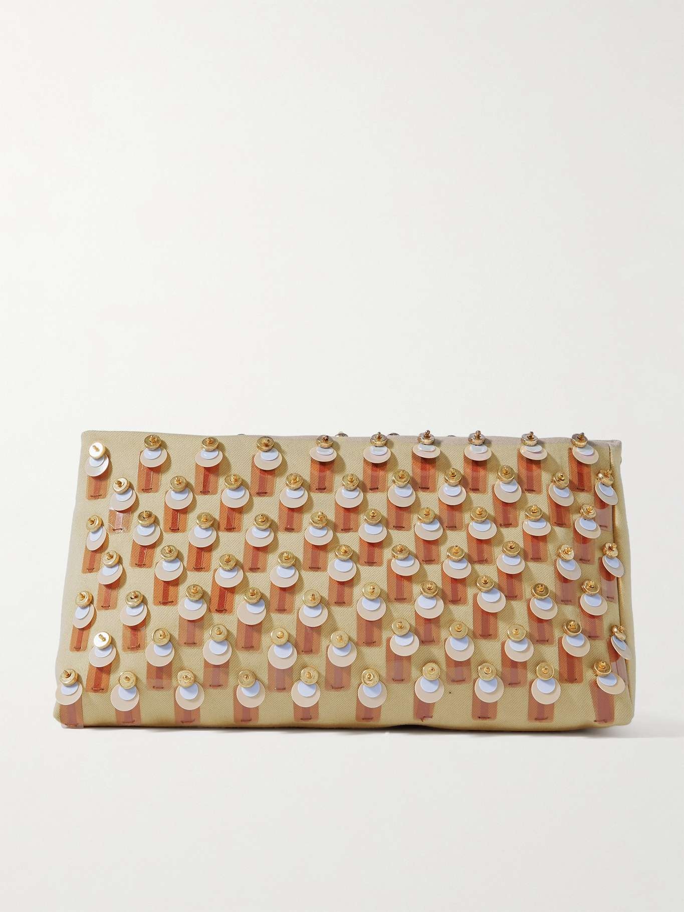 Embellished cotton-gabardine clutch - 1