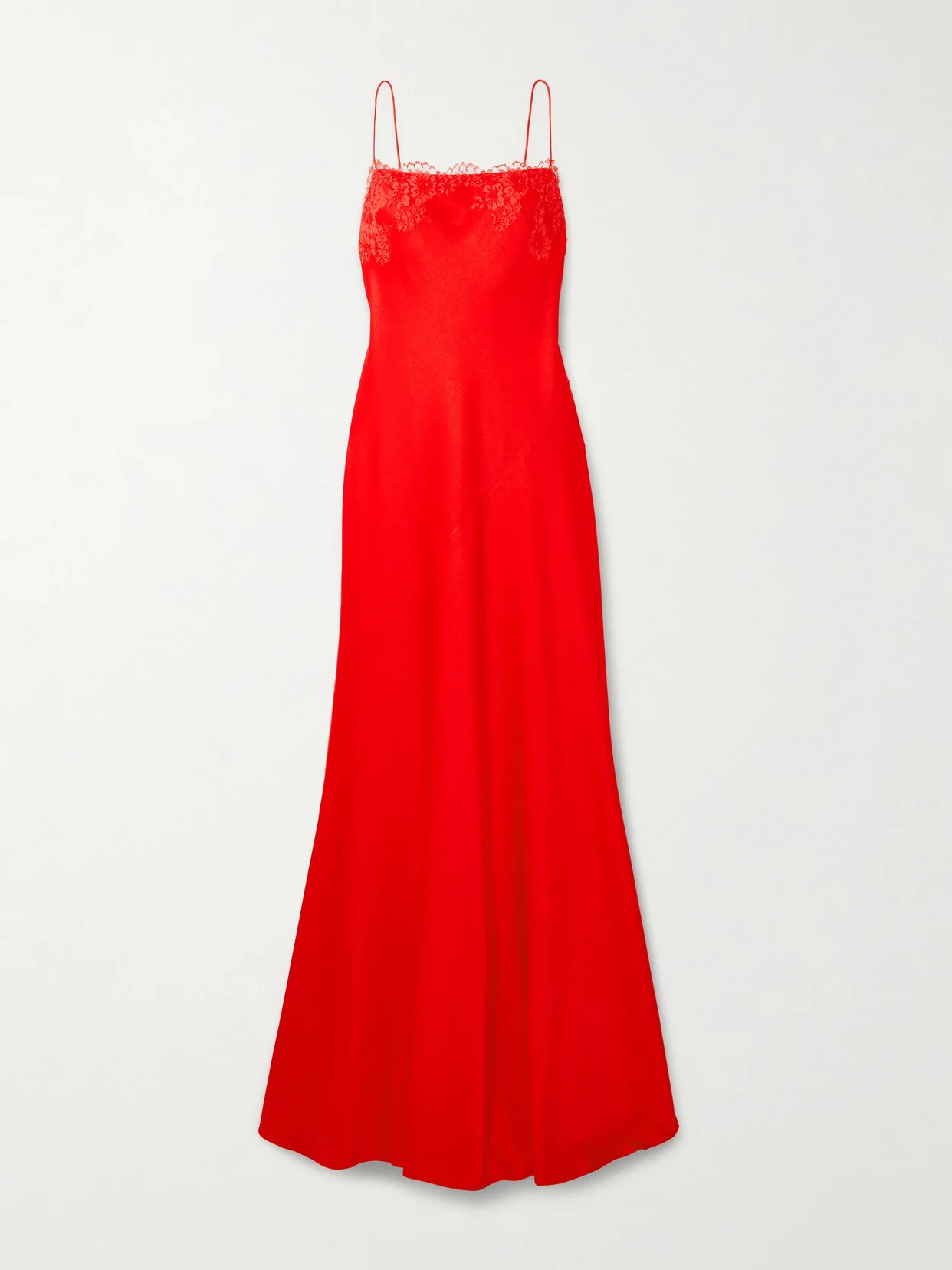 Lace-trimmed Satin-crepe Gown - 1