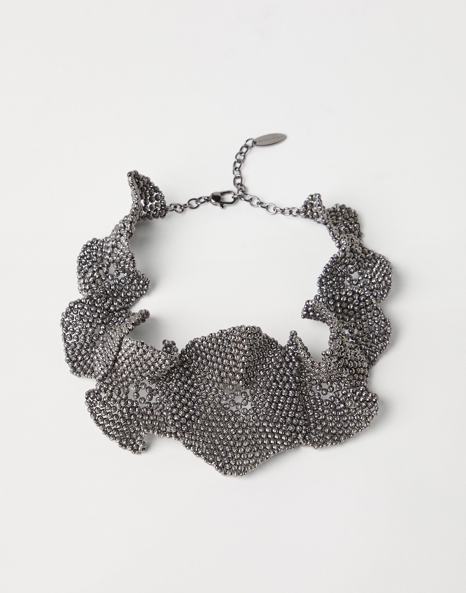 Sterling Silver sculptured flower choker - 1